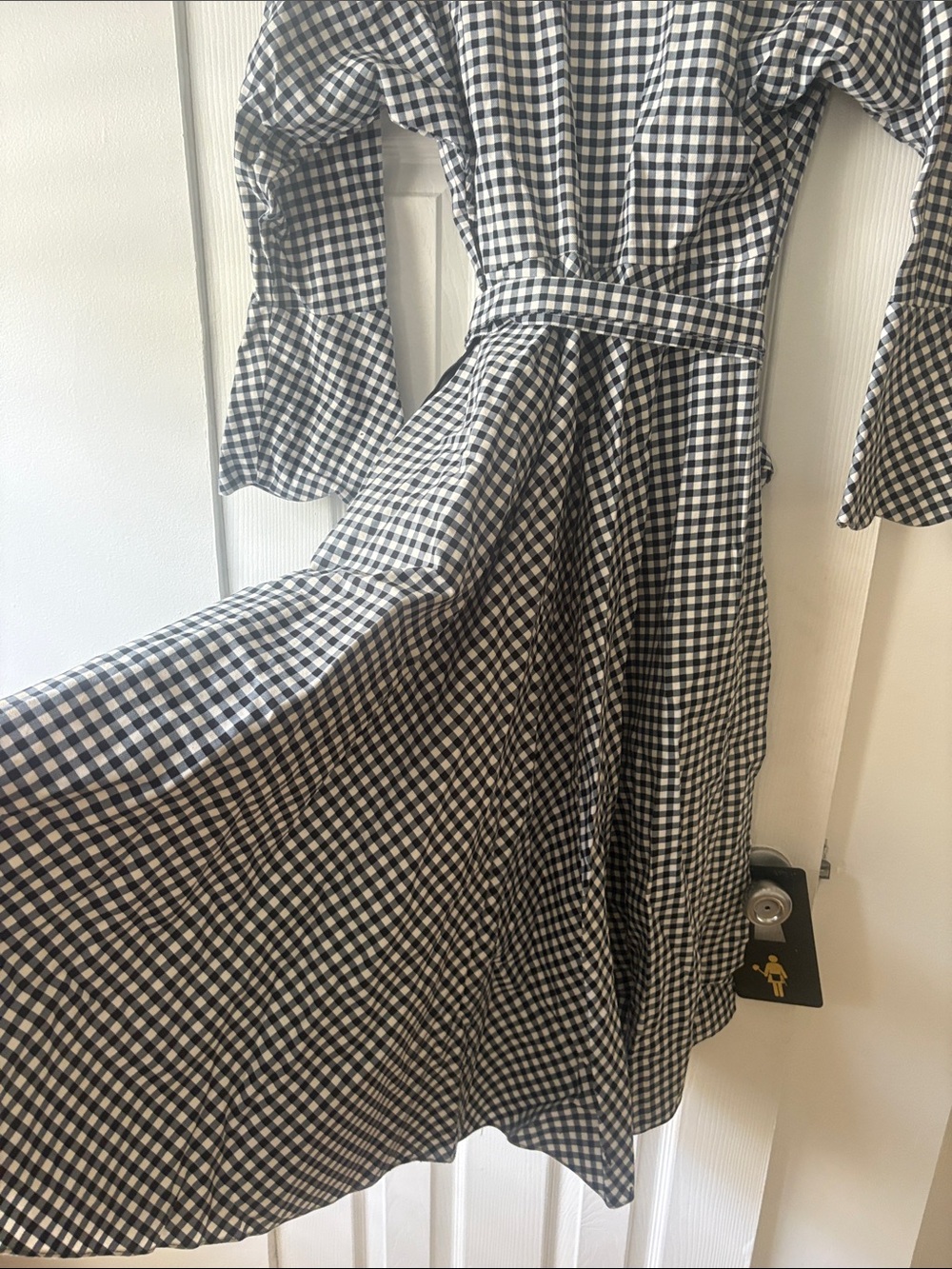 Batsheva Navy and White Gingham Midi Dress - Picture 7 of 8